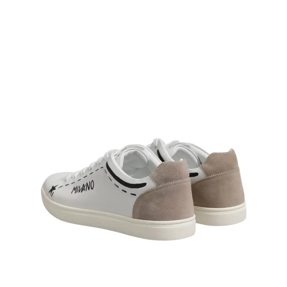 Dolce & Gabbana Weiß Leder MILANO Low Top Turnschuhe Schuhe