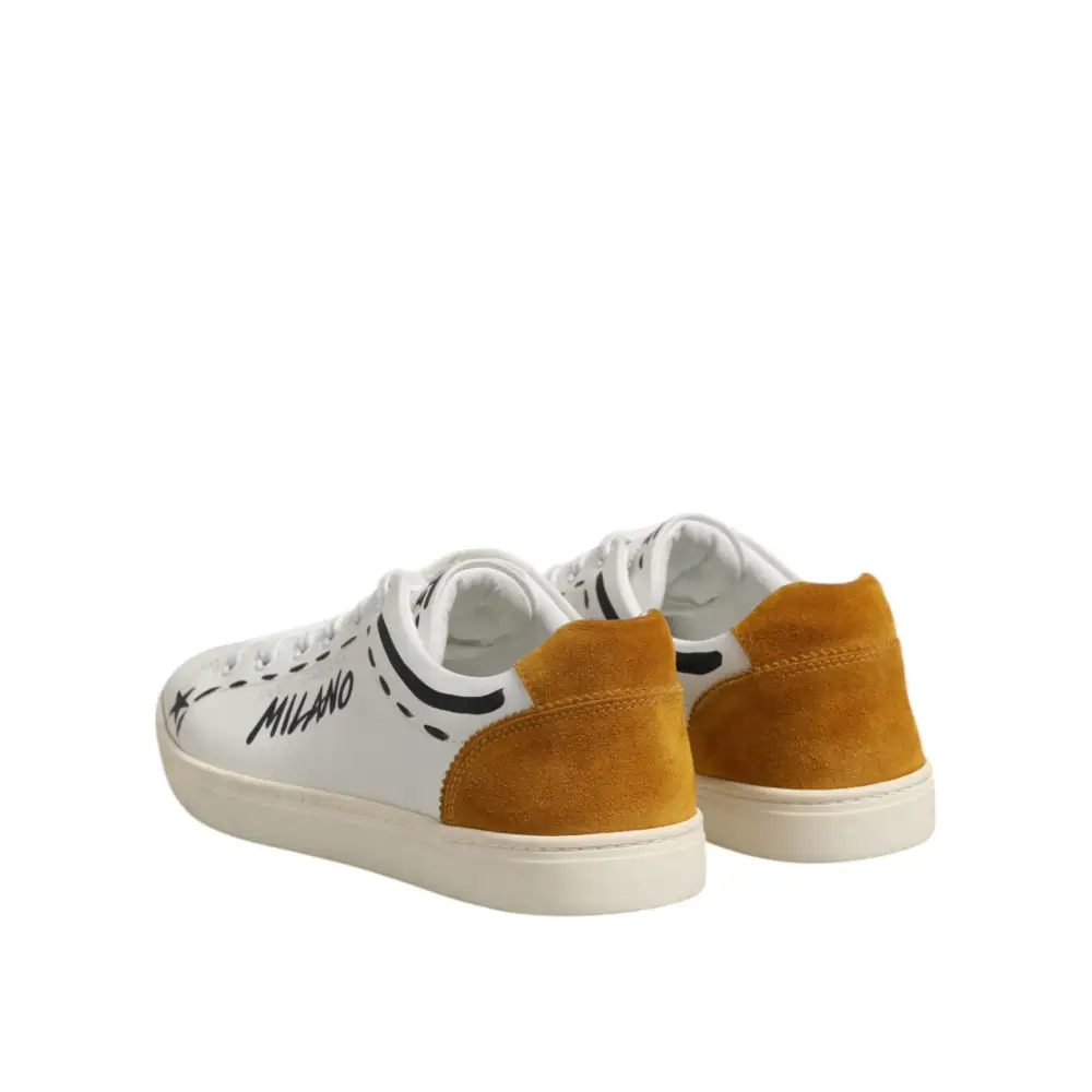 Dolce & Gabbana Weiß Leder MILANO Low Top Turnschuhe Schuhe