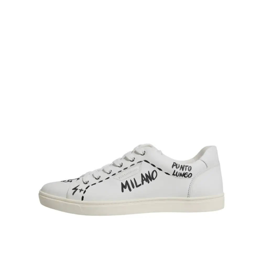Dolce & Gabbana Weiß Leder Milano Low Top Turnschuhe Schuhe - EU44.5/US11.5