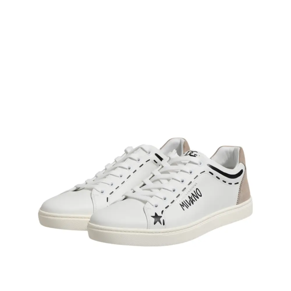 Dolce & Gabbana Weiß Leder MILANO Low Top Turnschuhe Schuhe