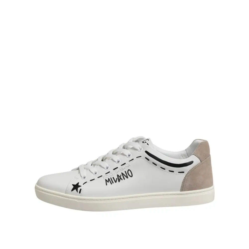 Dolce & Gabbana Weiß Leder MILANO Low Top Turnschuhe Schuhe