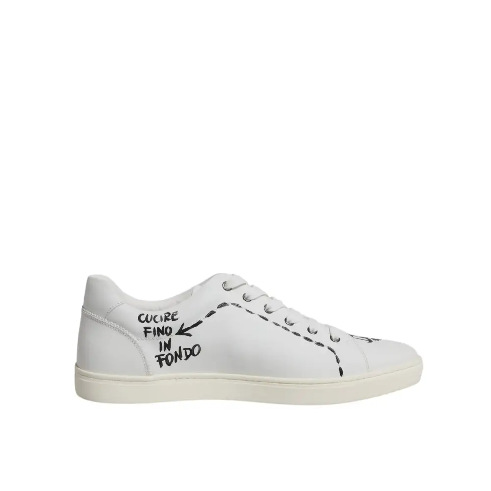 Dolce & Gabbana Weiß Leder Milano Low Top Turnschuhe Schuhe - EU44.5/US11.5