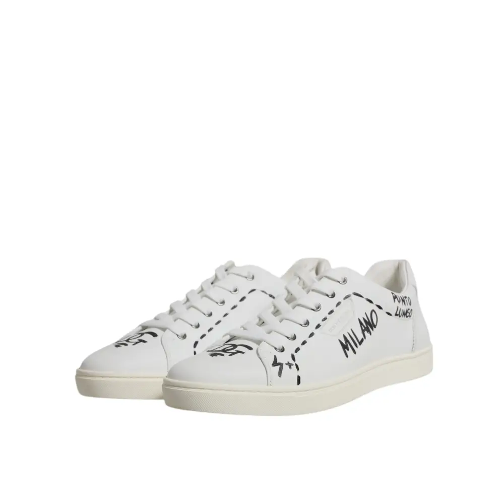 Dolce & Gabbana Weiß Leder Milano Low Top Turnschuhe Schuhe - EU44.5/US11.5