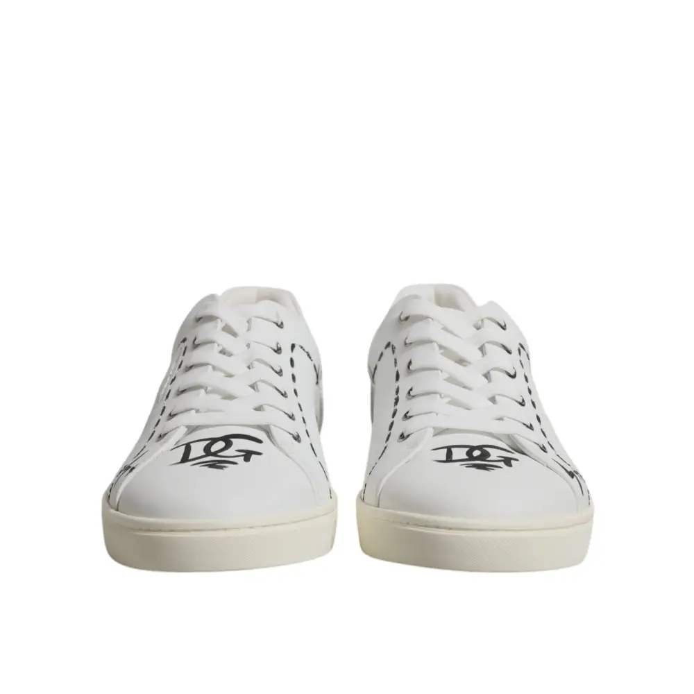 Dolce & Gabbana Weiß Leder Milano Low Top Turnschuhe Schuhe - EU44.5/US11.5