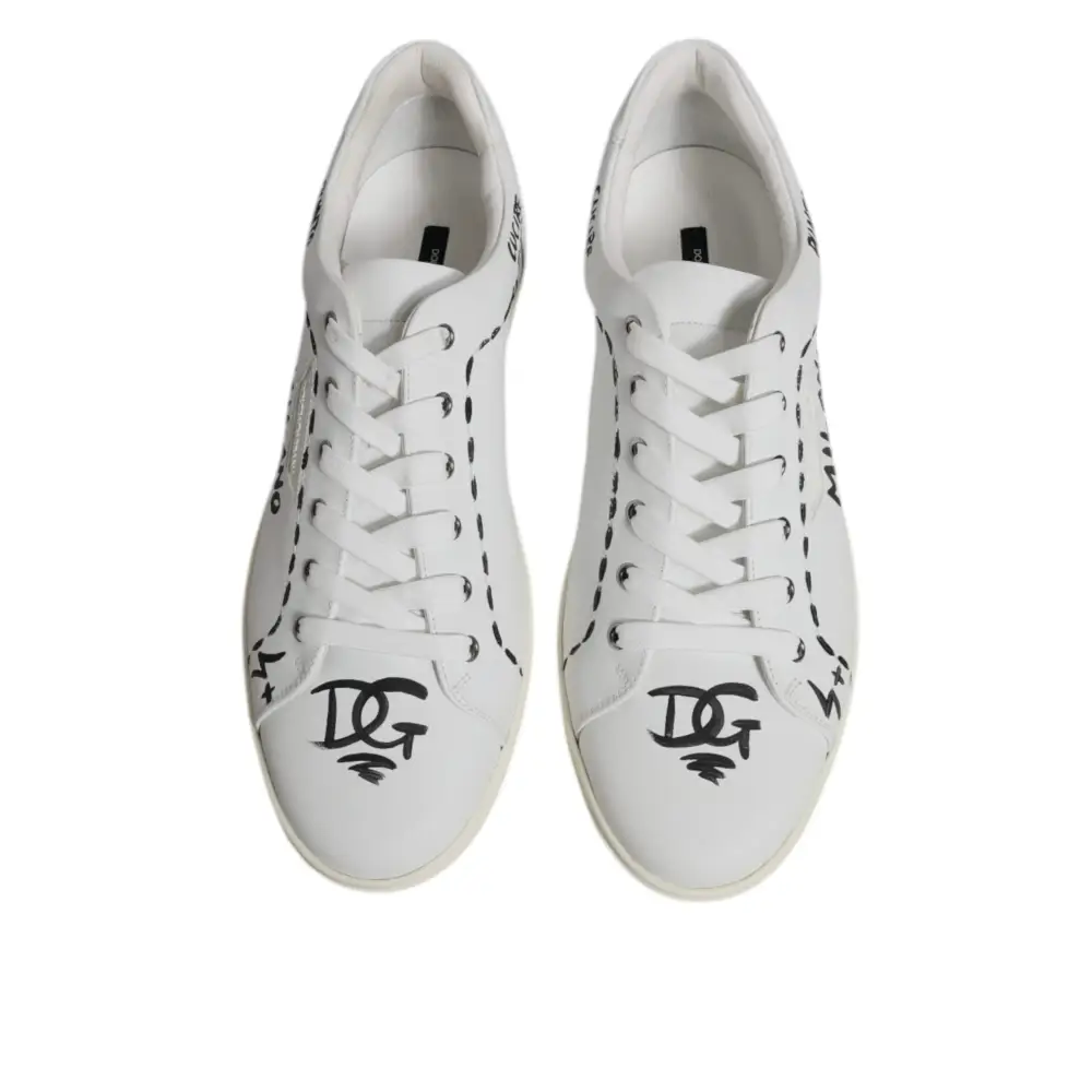 Dolce & Gabbana Weiß Leder Milano Low Top Turnschuhe Schuhe - EU44.5/US11.5