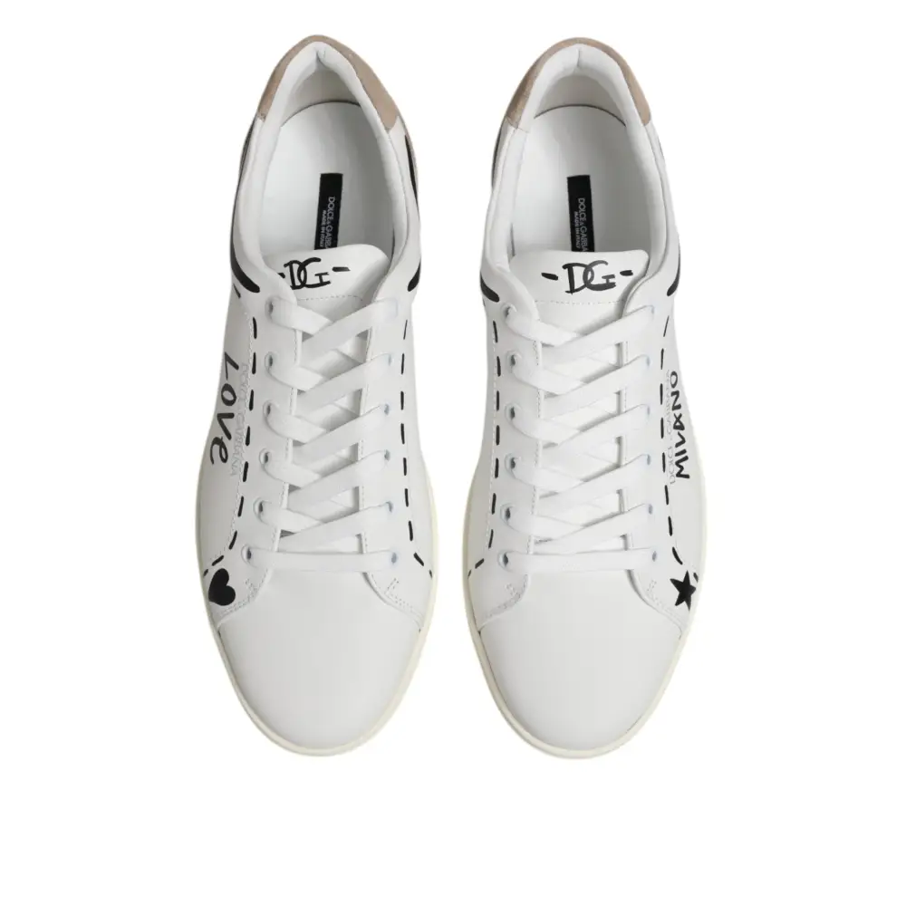 Dolce & Gabbana Weiß Leder MILANO Low Top Turnschuhe Schuhe