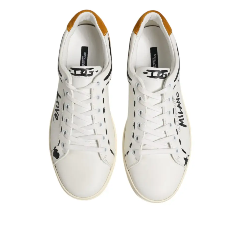 Dolce & Gabbana Weiß Leder MILANO Low Top Turnschuhe Schuhe
