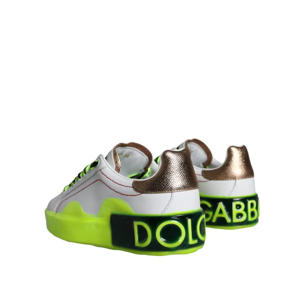 Dolce & Gabbana Weiß Leder Portofino Low Top Sneakers Schuhe - EU35/US4.5