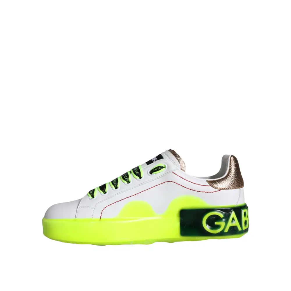 Dolce & Gabbana Weiß Leder Portofino Low Top Sneakers Schuhe - EU35/US4.5