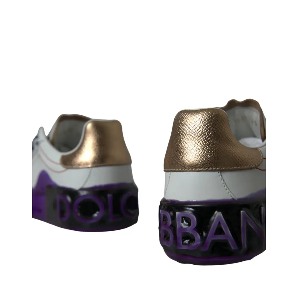 Dolce & Gabbana Weiß Leder Portofino Low Top Sneakers Schuhe - EU35/US4.5