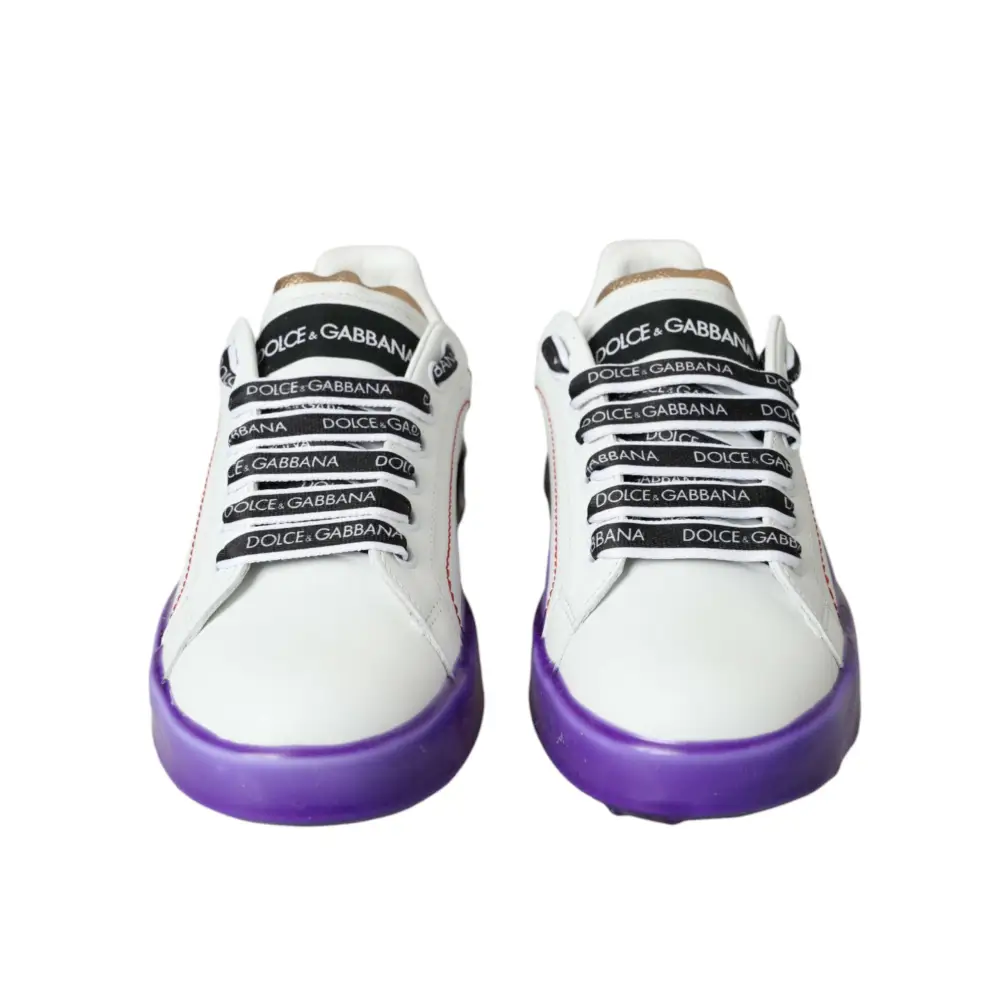 Dolce & Gabbana Weiß Leder Portofino Low Top Sneakers Schuhe - EU35/US4.5