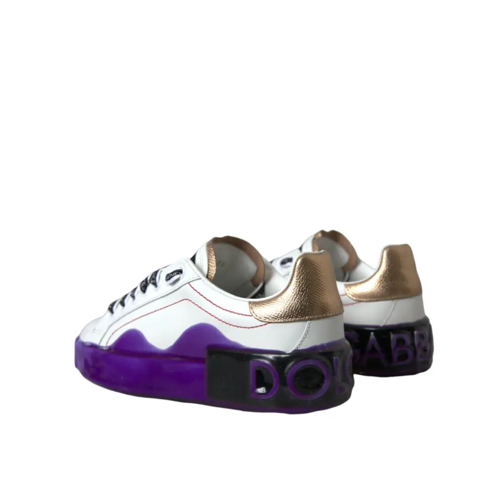 Dolce & Gabbana Weiß Leder Portofino Low Top Sneakers Schuhe - EU35/US4.5
