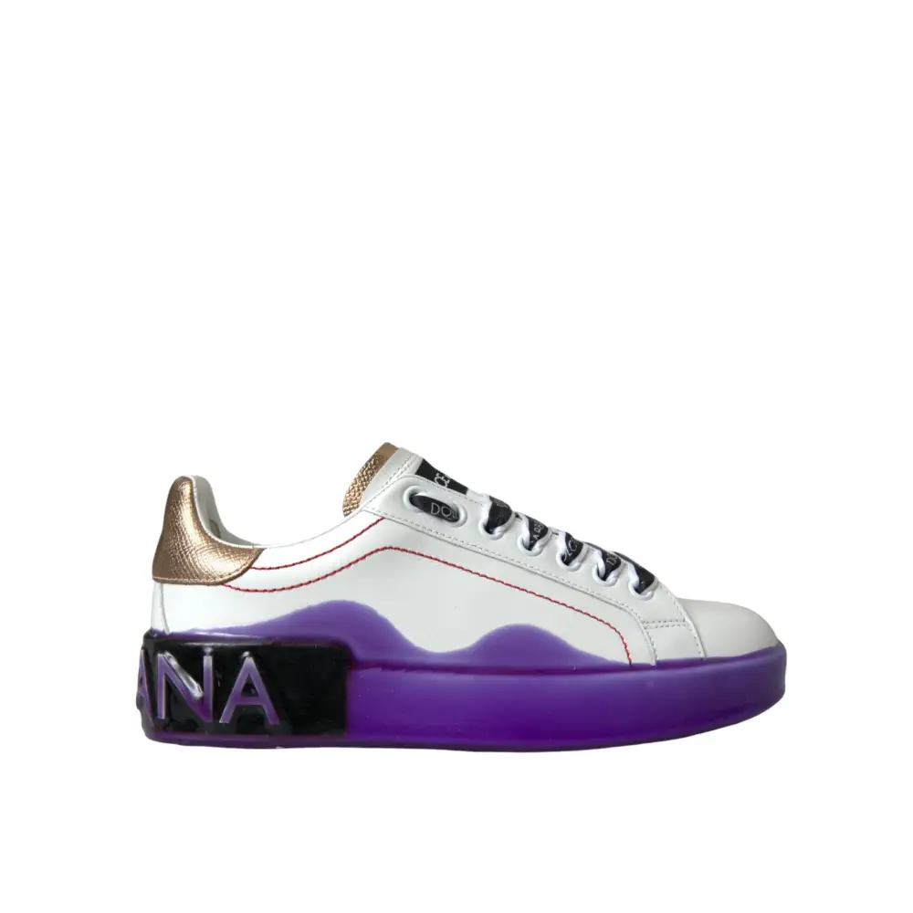 Dolce & Gabbana Weiß Leder Portofino Low Top Sneakers Schuhe - EU35/US4.5