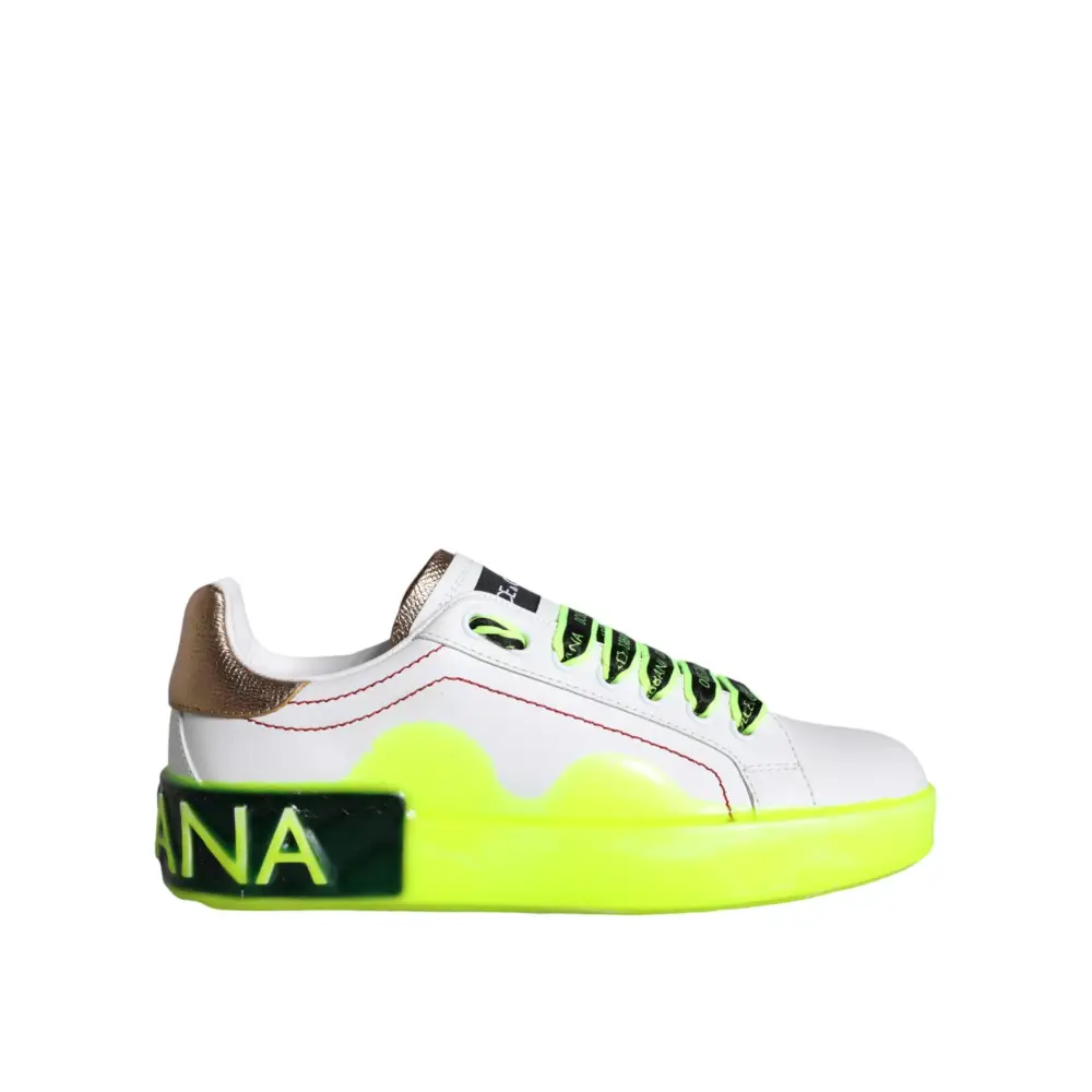 Dolce & Gabbana Weiß Leder Portofino Low Top Sneakers Schuhe - EU35/US4.5