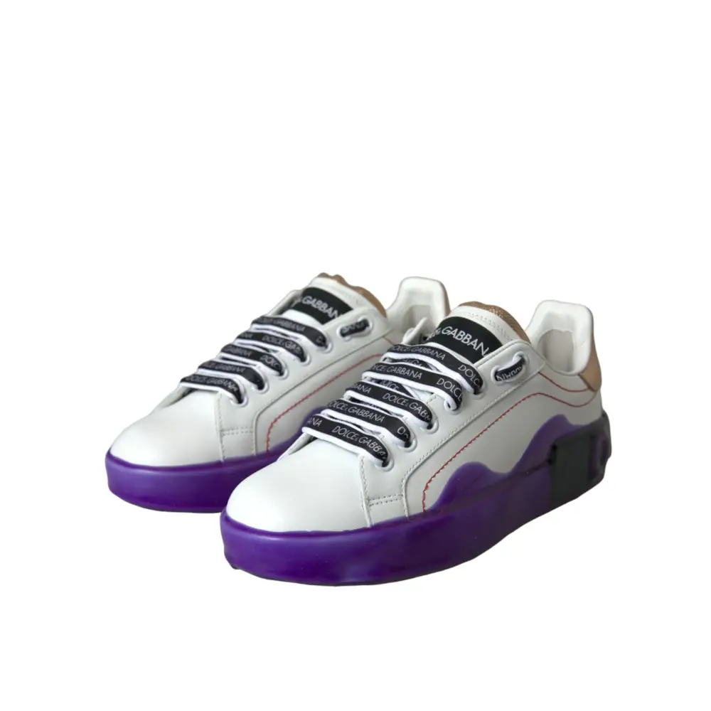 Dolce & Gabbana Weiß Leder Portofino Low Top Sneakers Schuhe - EU35/US4.5