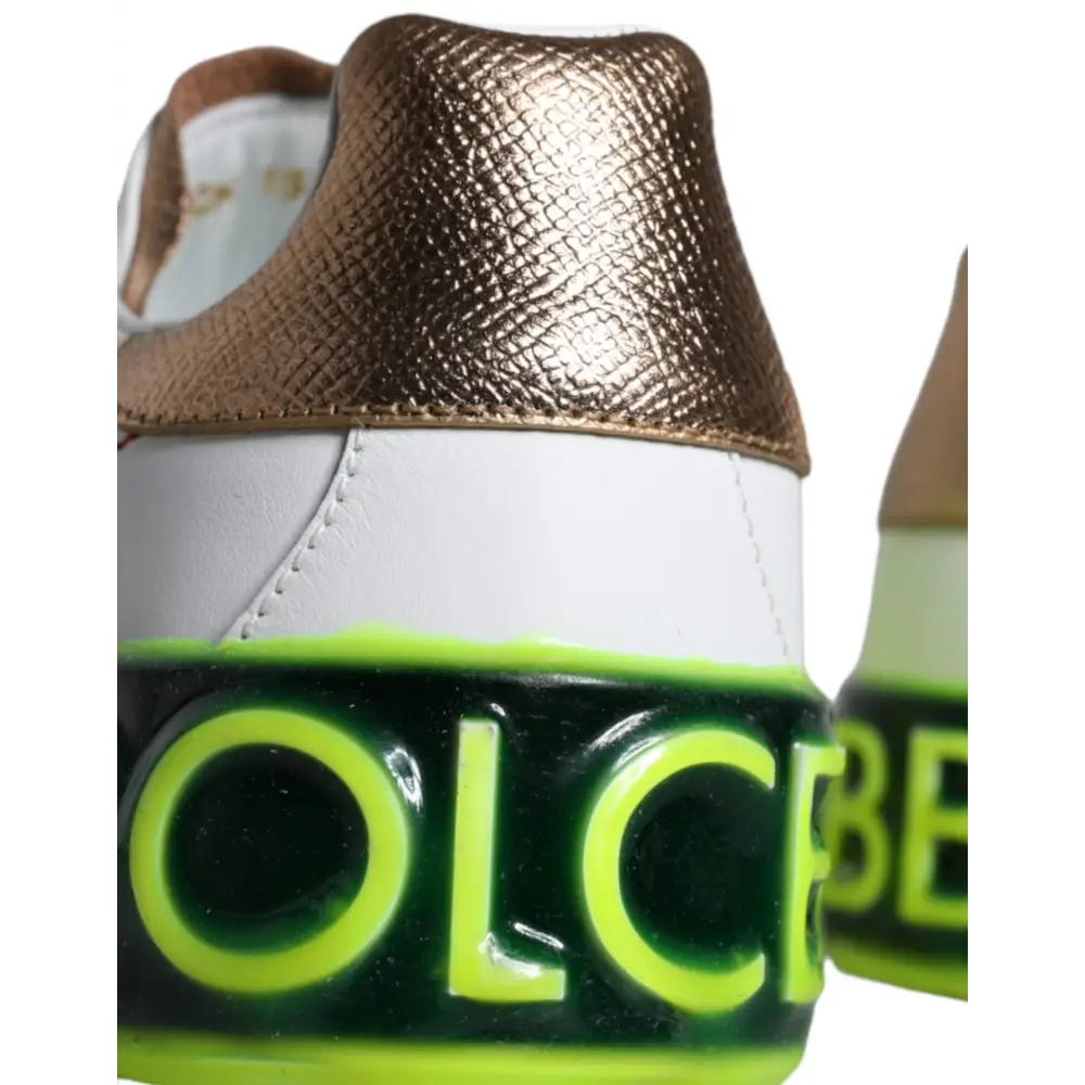 Dolce & Gabbana Weiß Leder Portofino Low Top Sneakers Schuhe - EU35/US4.5