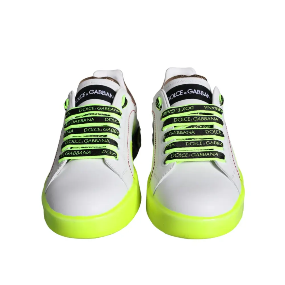 Dolce & Gabbana Weiß Leder Portofino Low Top Sneakers Schuhe - EU35/US4.5