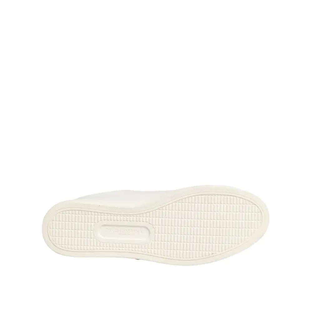 Dolce & Gabbana Weiß Leder Sacre Herz Patch Turnschuhe Schuhe