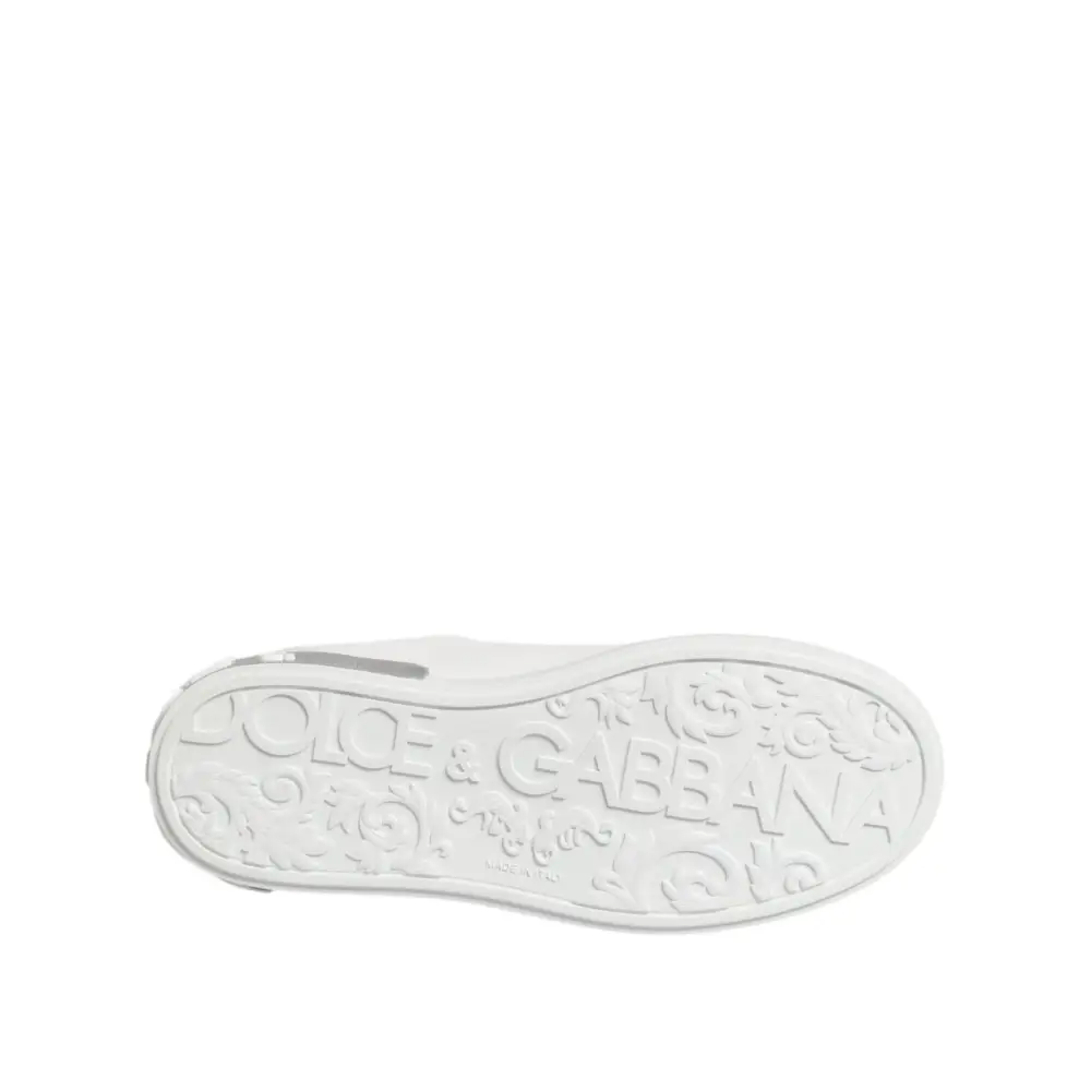 Dolce & Gabbana Weiß Lila Leder Low Top Turnschuhe Schuhe - EU35/US4.5