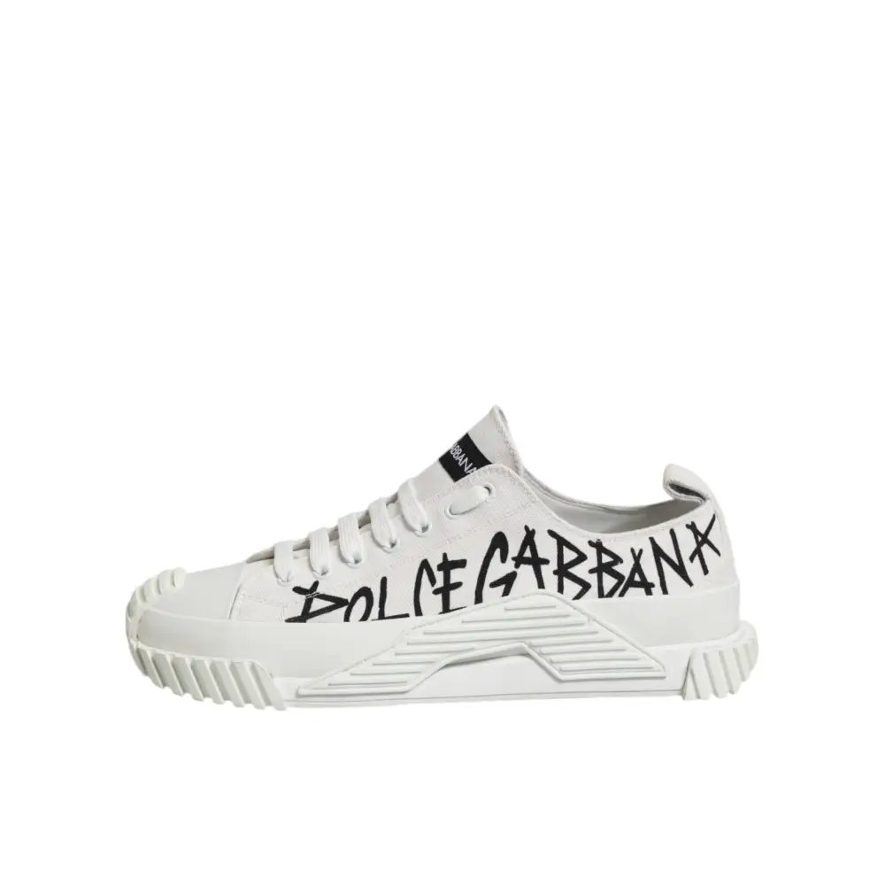 Dolce & Gabbana Weiß Logo Graffiti Low Top Turnschuhe Schuhe - EU44.5/US11.5