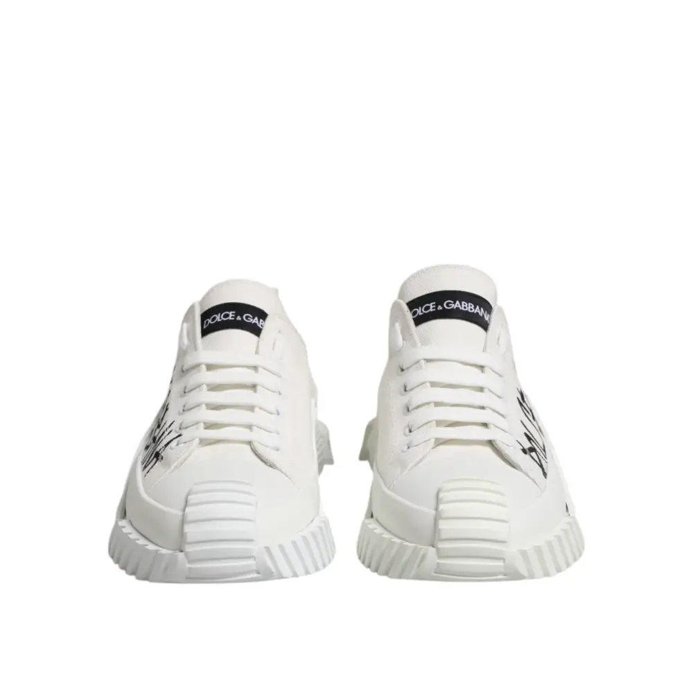 Dolce & Gabbana Weiß Logo Graffiti Low Top Turnschuhe Schuhe - EU44.5/US11.5