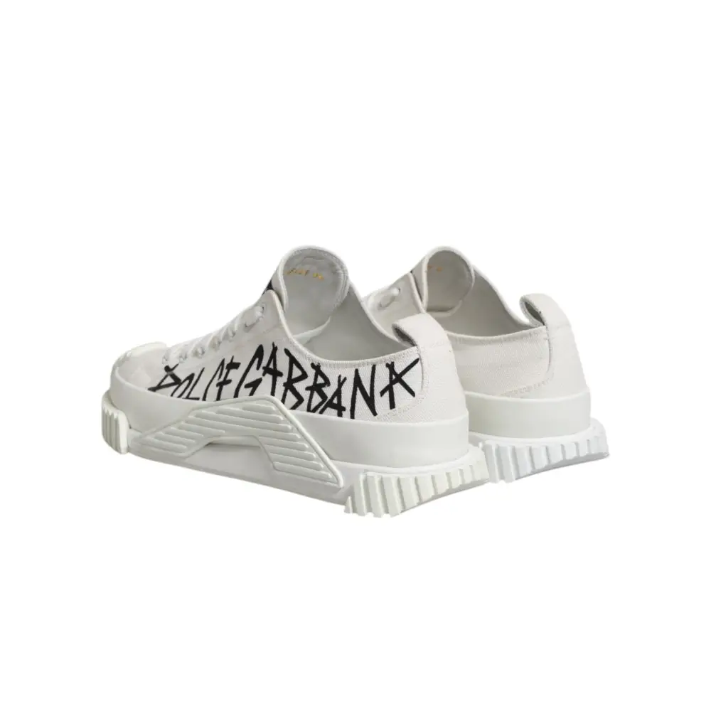 Dolce & Gabbana Weiß Logo Graffiti Low Top Turnschuhe Schuhe - EU44.5/US11.5