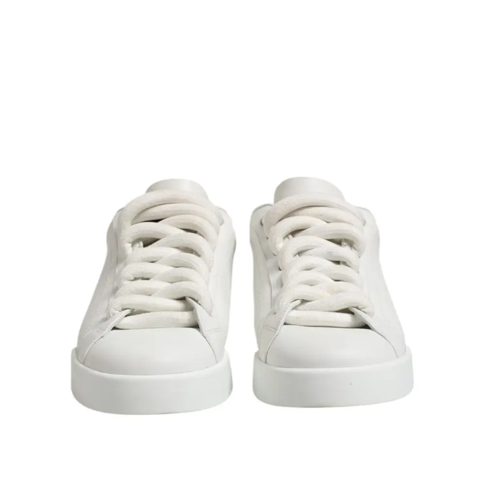 Dolce & Gabbana Weiß Logo Lace Up Low Top Männer Turnschuhe Schuhe - EU44/US11