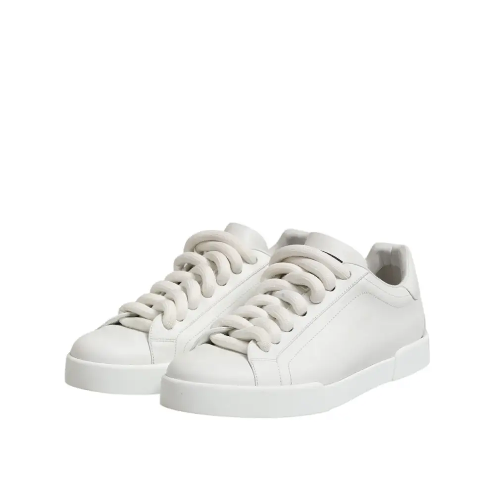 Dolce & Gabbana Weiß Logo Lace Up Low Top Männer Turnschuhe Schuhe - EU44/US11