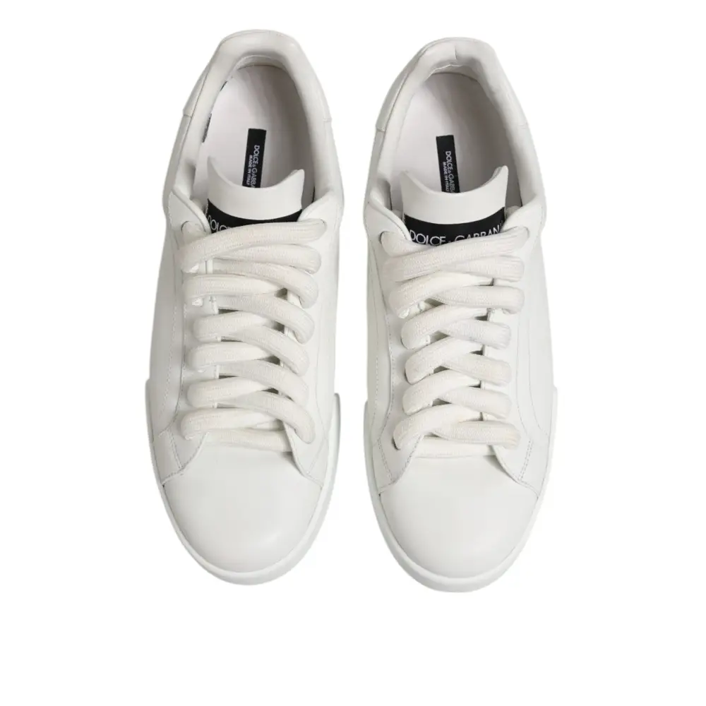 Dolce & Gabbana Weiß Logo Lace Up Low Top Männer Turnschuhe Schuhe - EU44/US11