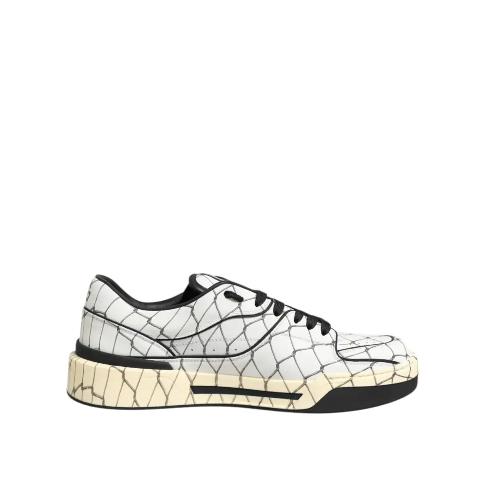 Dolce & Gabbana Weiß Logo Print Low Top Männer Turnschuhe Schuhe - EU44/US11