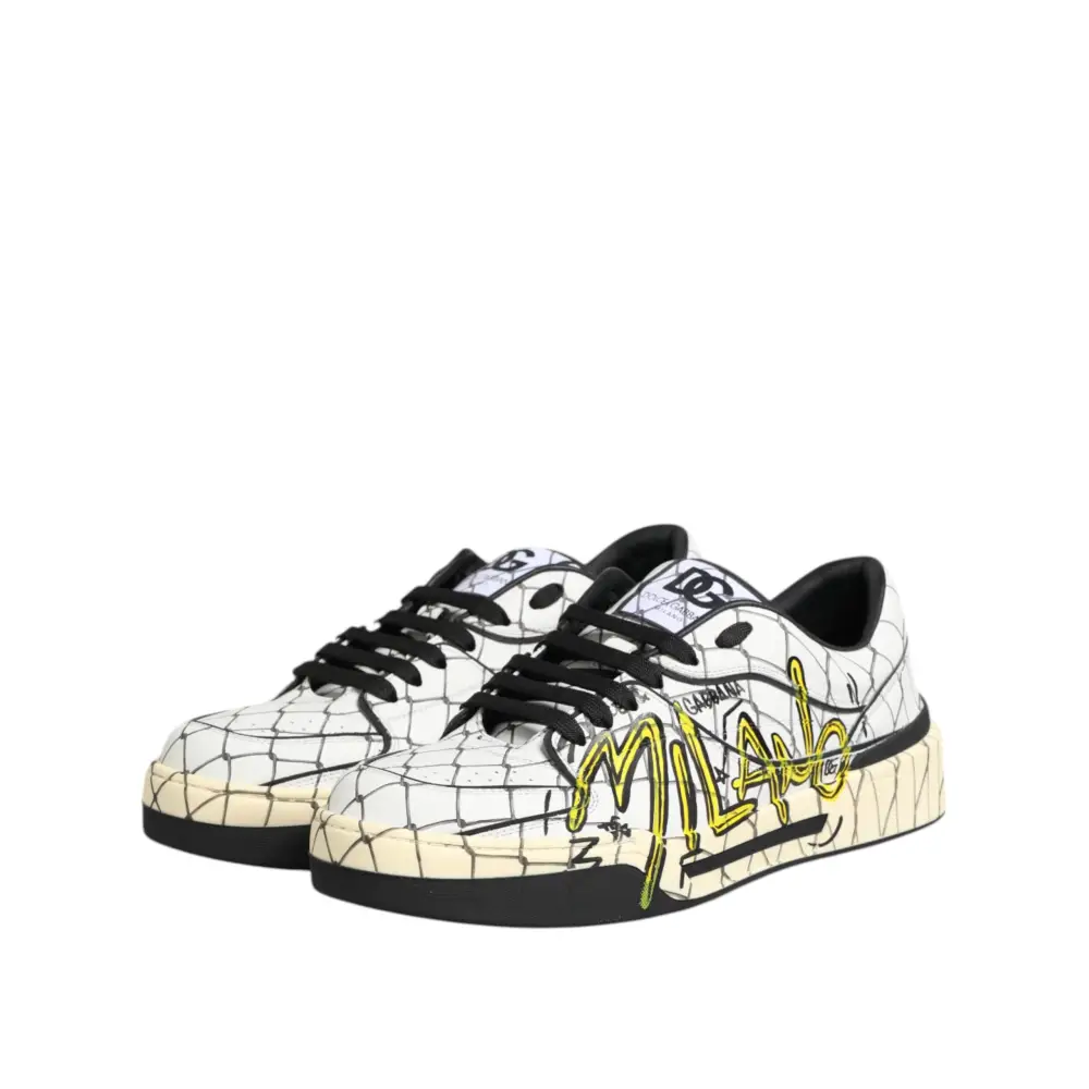 Dolce & Gabbana Weiß Logo Print Low Top Männer Turnschuhe Schuhe - EU44/US11