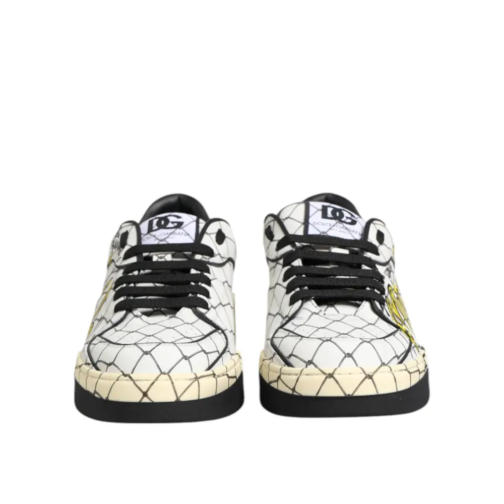 Dolce & Gabbana Weiß Logo Print Low Top Männer Turnschuhe Schuhe - EU44/US11