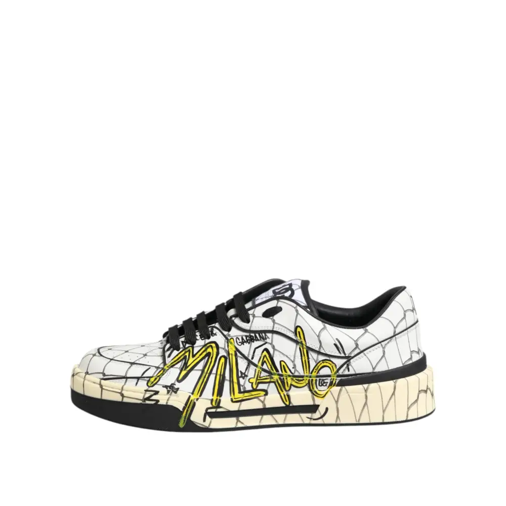 Dolce & Gabbana Weiß Logo Print Low Top Männer Turnschuhe Schuhe - EU44/US11