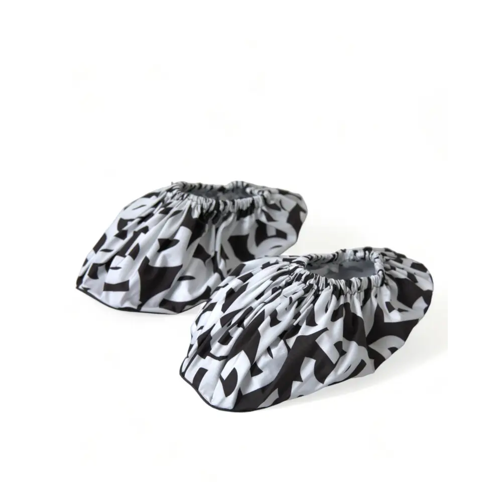 Dolce & Gabbana Weiß Logo Print Nylon Slip On Flats Schuhe - EU39/US8.5