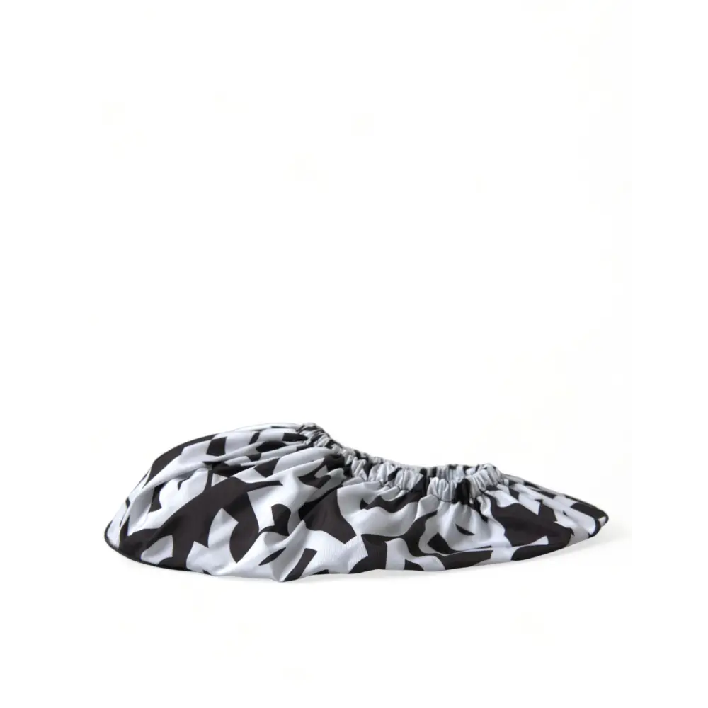 Dolce & Gabbana Weiß Logo Print Nylon Slip On Flats Schuhe - EU39/US8.5