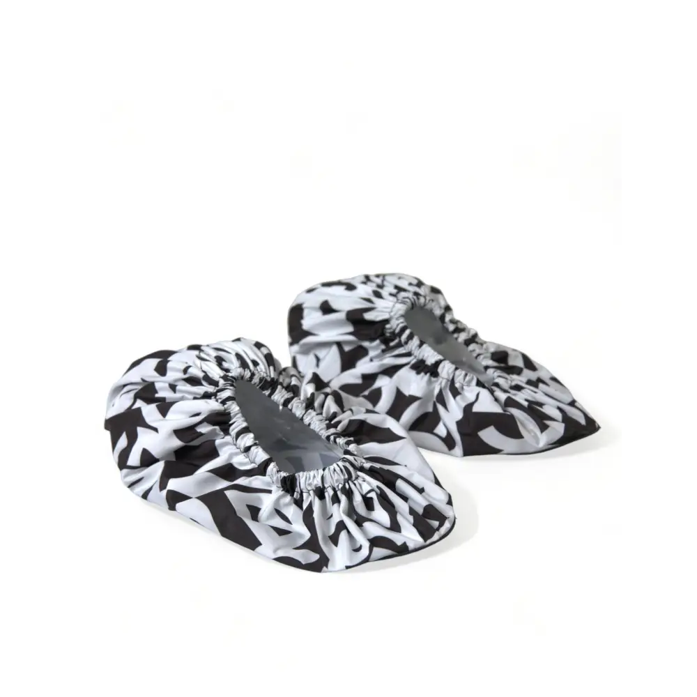 Dolce & Gabbana Weiß Logo Print Nylon Slip On Flats Schuhe - EU39/US8.5