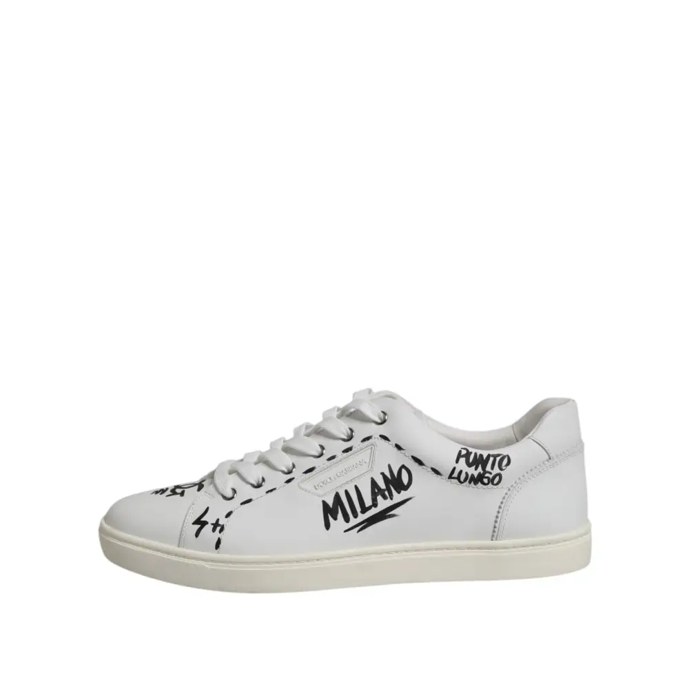 Dolce & Gabbana Weiß London Kalbsleder Männer Turnschuhe Schuhe