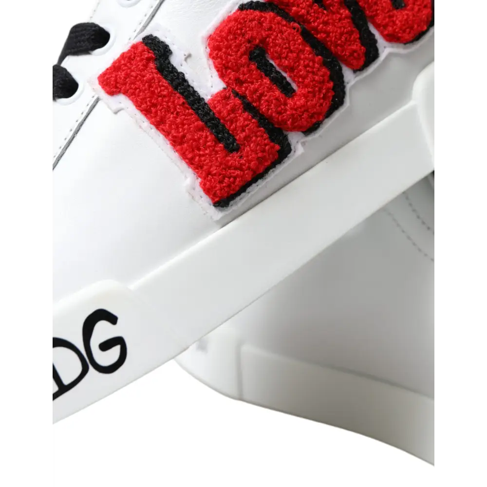 Dolce & Gabbana Weiß Love Patch Portofino Klassische Turnschuhe Schuhe - EU36/US5.5