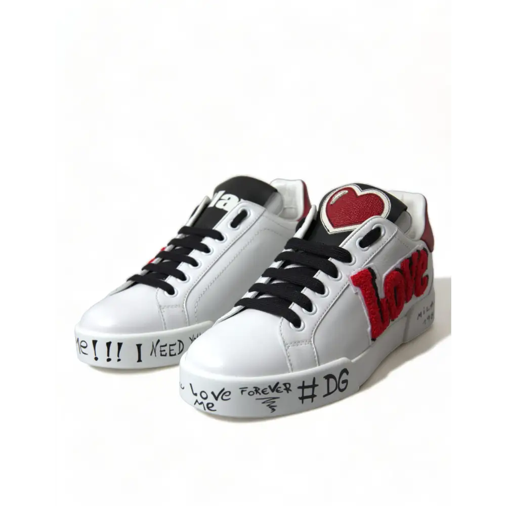 Dolce & Gabbana Weiß Love Patch Portofino Klassische Turnschuhe Schuhe - EU36/US5.5