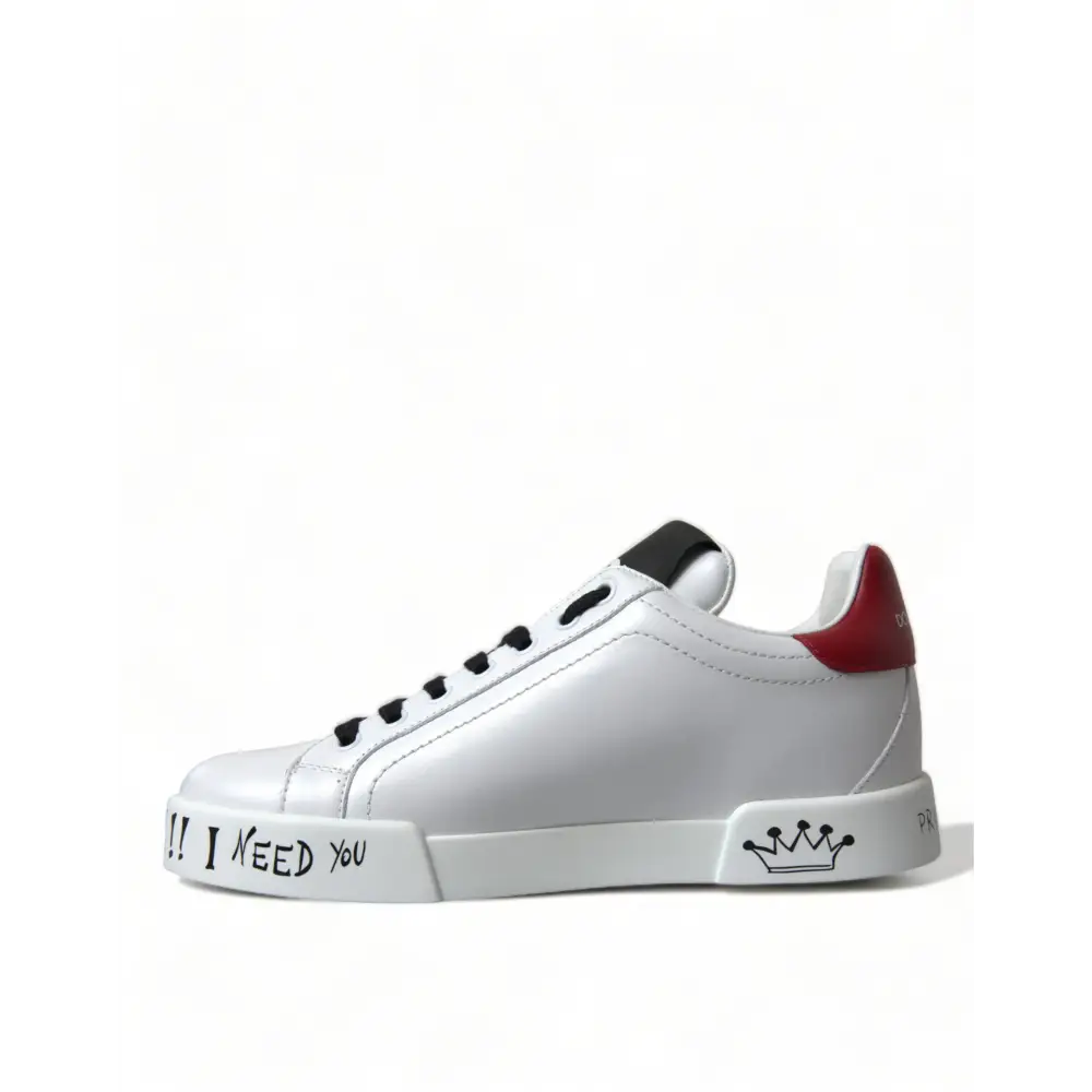 Dolce & Gabbana Weiß Love Patch Portofino Klassische Turnschuhe Schuhe - EU36/US5.5