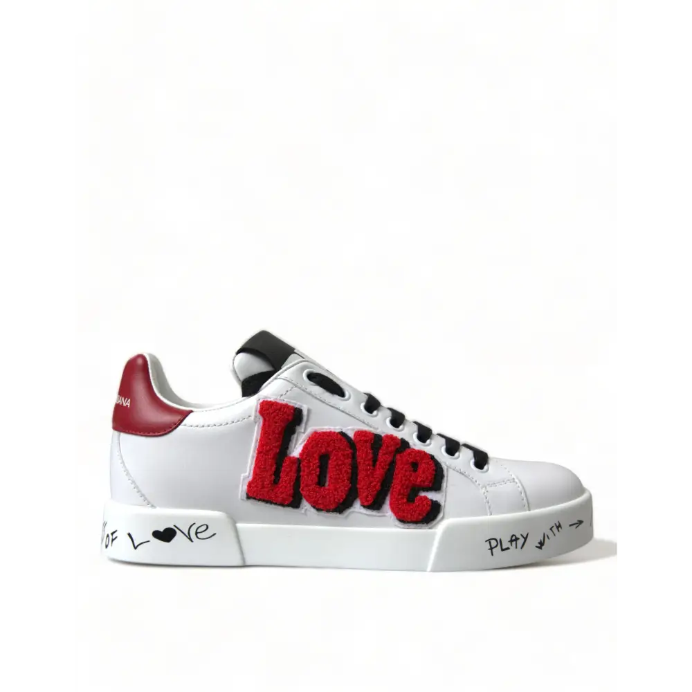 Dolce & Gabbana Weiß Love Patch Portofino Klassische Turnschuhe Schuhe - EU36/US5.5