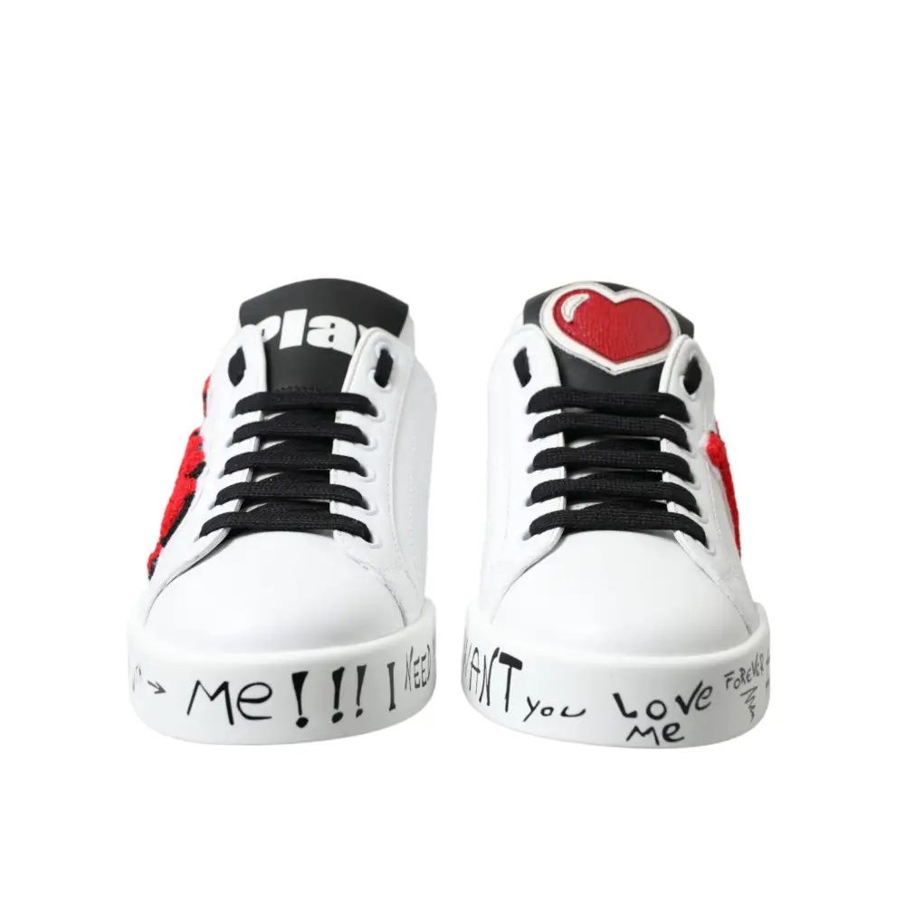 Dolce & Gabbana Weiß Love Patch Portofino Klassische Turnschuhe Schuhe - EU36/US5.5