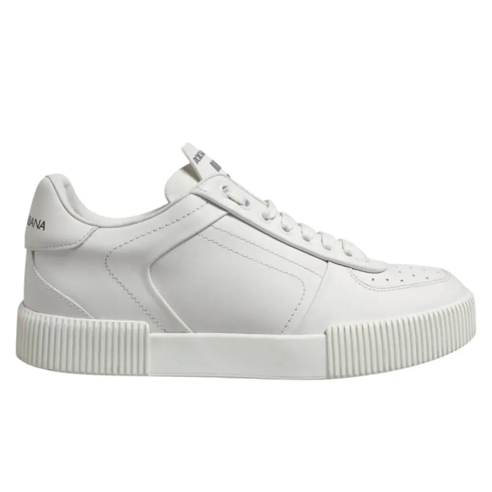 Dolce & Gabbana Weiß Miami Leder Low Top Männer Turnschuhe Schuhe - EU40/US7
