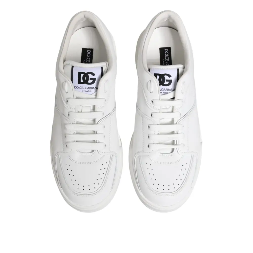 Dolce & Gabbana Weiß Miami Leder Low Top Turnschuhe Schuhe - EU42/US9