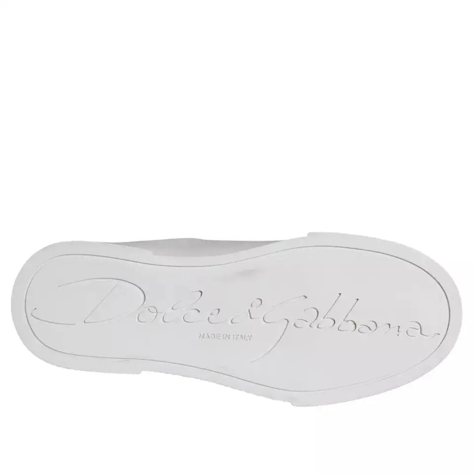 Dolce & Gabbana Weiß Patch Kalbsleder Nappa Portofino Turnschuhe Schuhe - EU35/US4.5