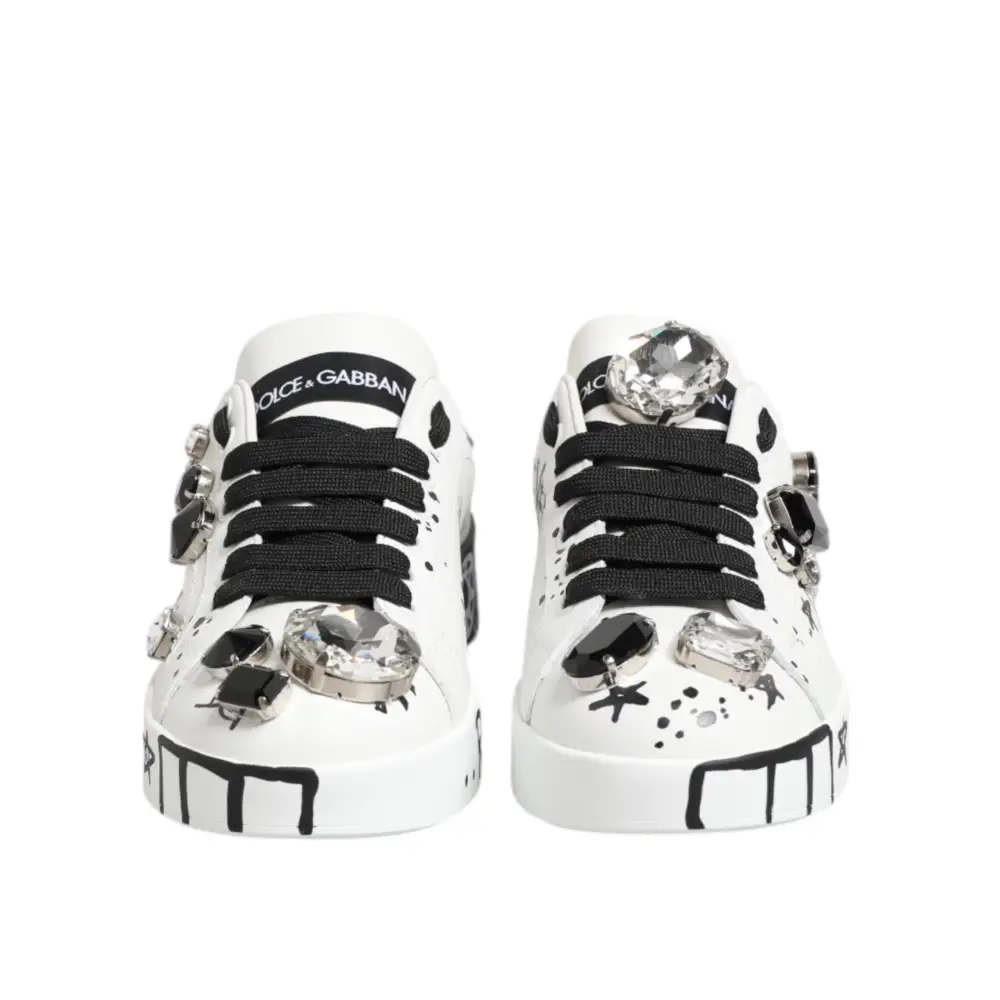 Dolce & Gabbana Weiß Portofino Kristall Turnschuhe Schuhe - EU35/US4.5