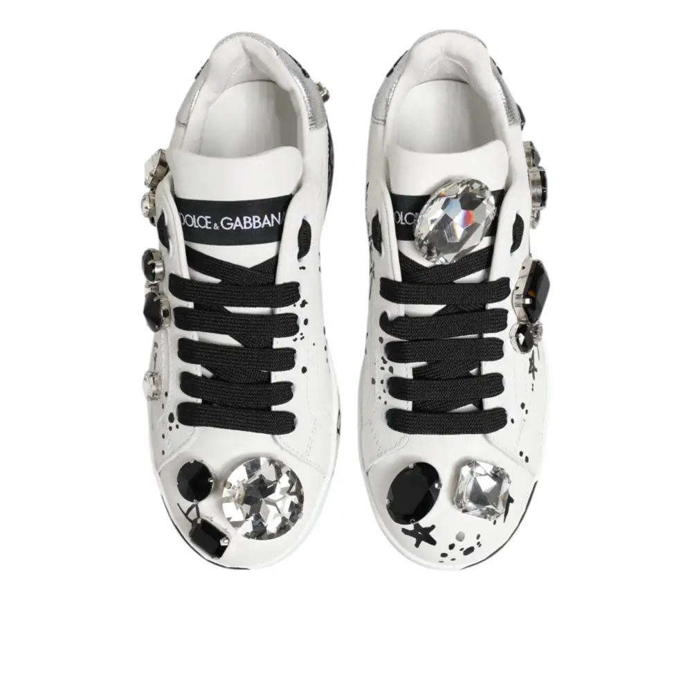 Dolce & Gabbana Weiß Portofino Kristall Turnschuhe Schuhe - EU35/US4.5