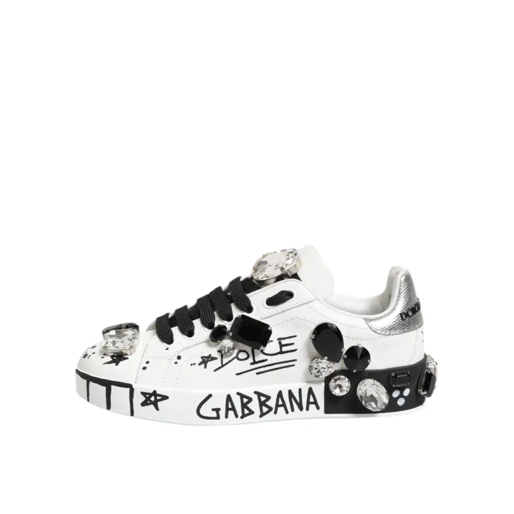Dolce & Gabbana Weiß Portofino Kristall Turnschuhe Schuhe - EU35/US4.5