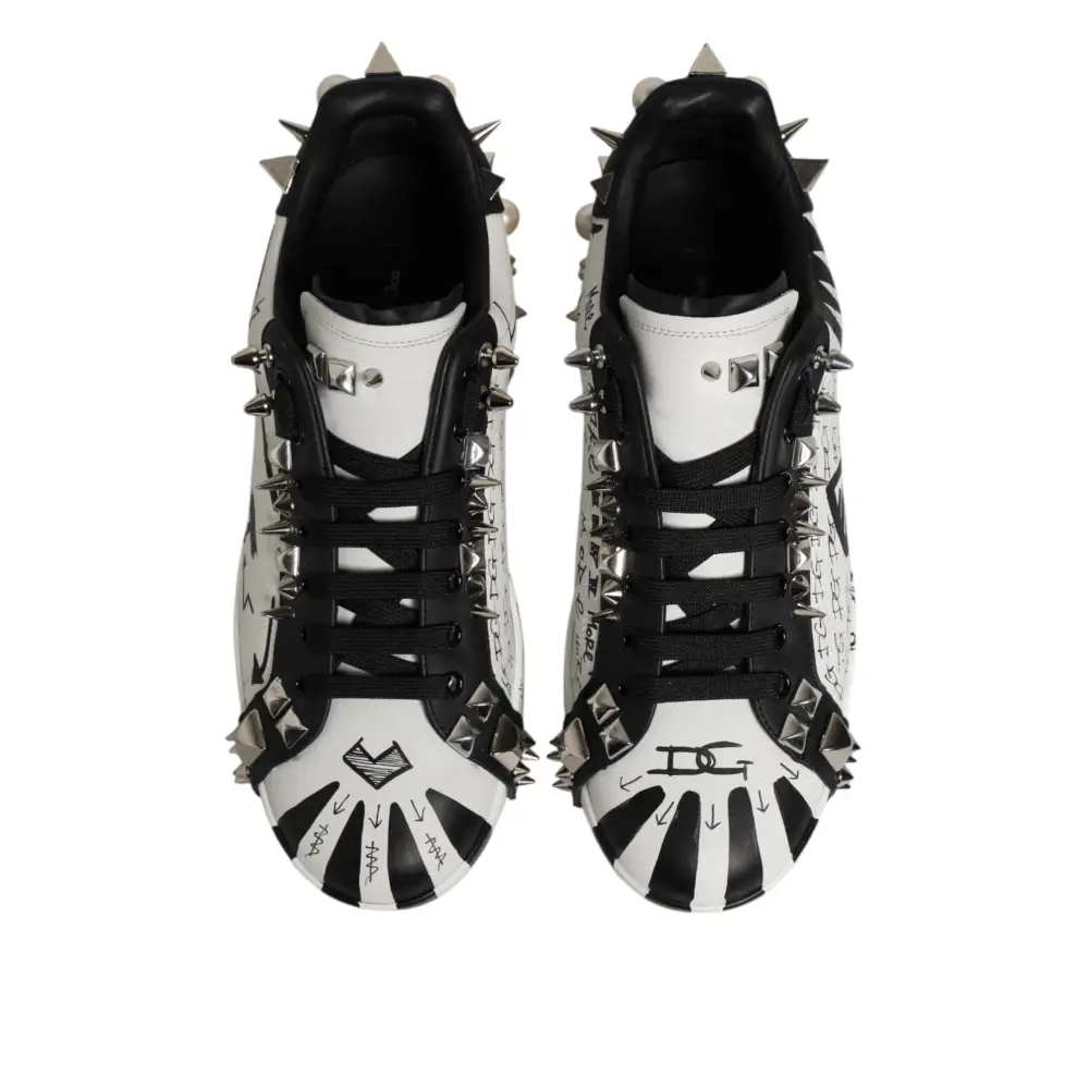 Dolce & Gabbana Weiß Portofino Nieten Männer Turnschuhe Schuhe - EU43/US10
