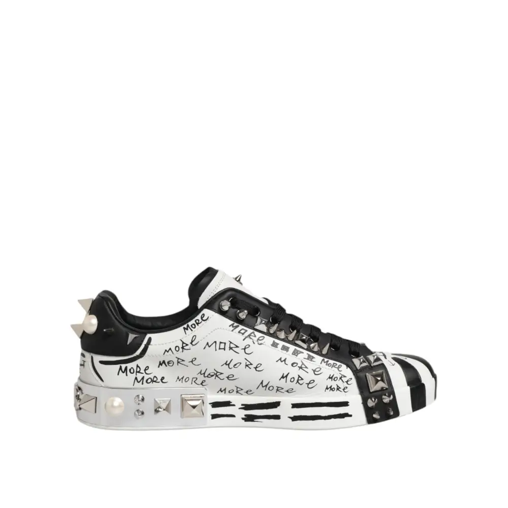 Dolce & Gabbana Weiß Portofino Nieten Männer Turnschuhe Schuhe - EU43/US10